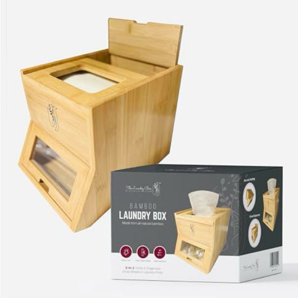 (Bamboo) Laundry Pods and Dryer Sheets Storage Container
